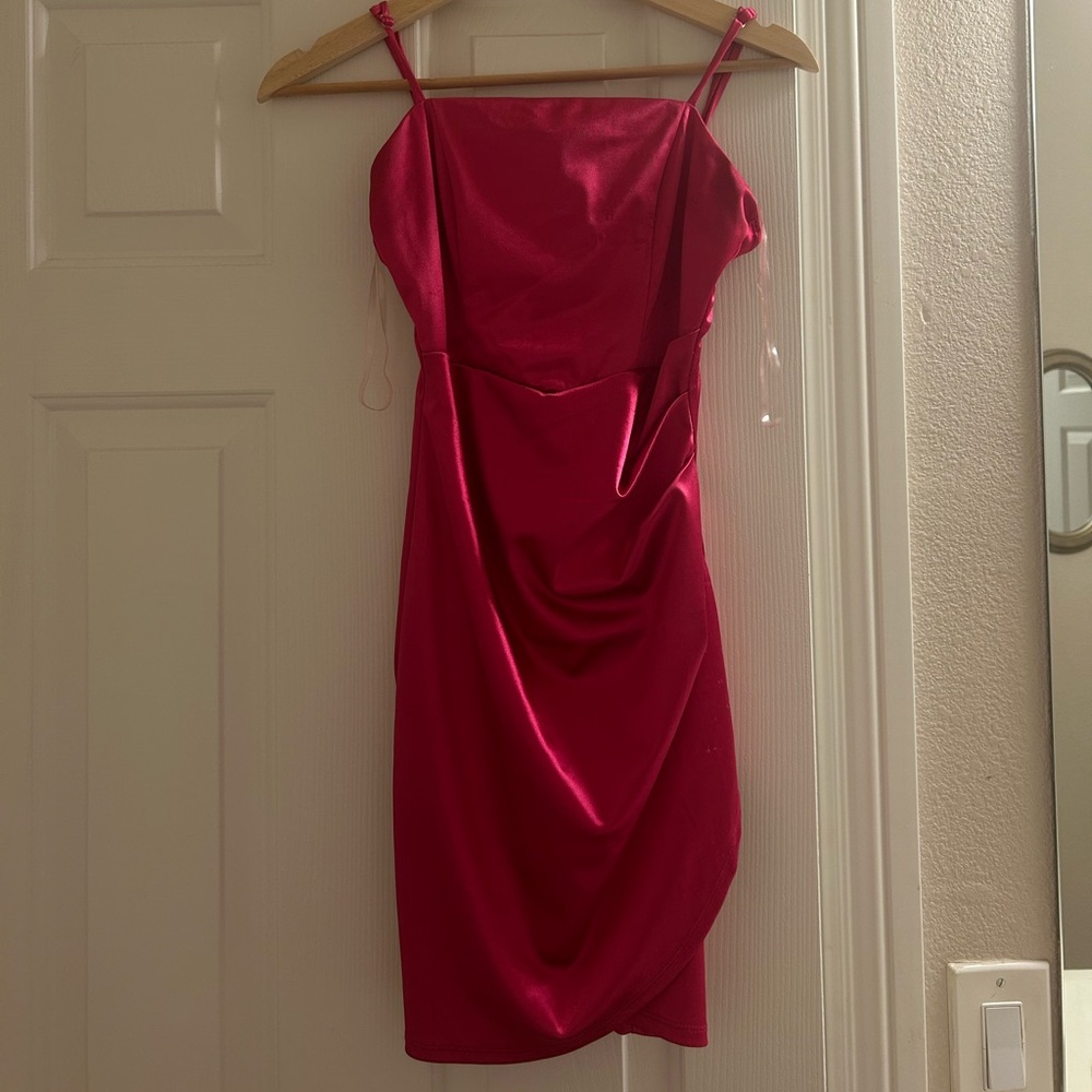 Hot Pink Satin Dress